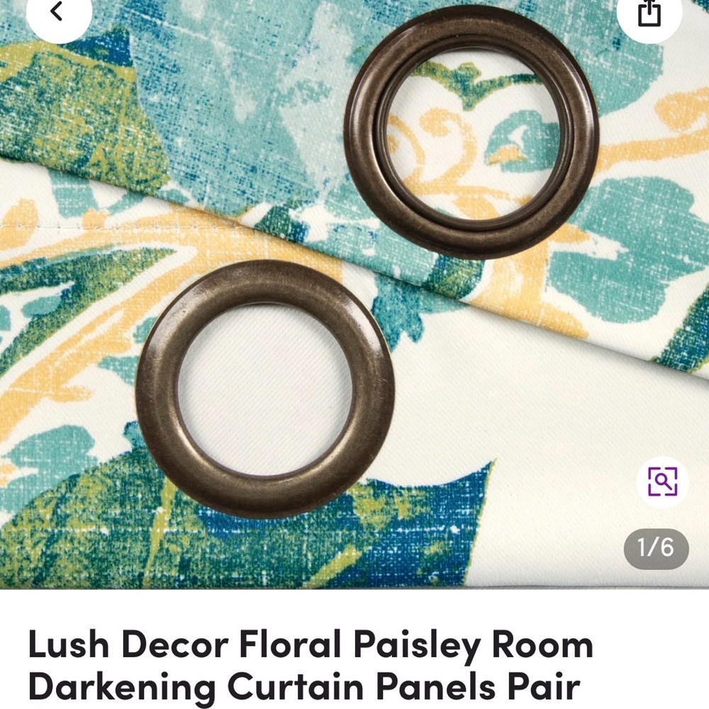 NIB Lush Decor Half Moon Floral Paisley Curtains - Navy and White. - Picture 5 of 8